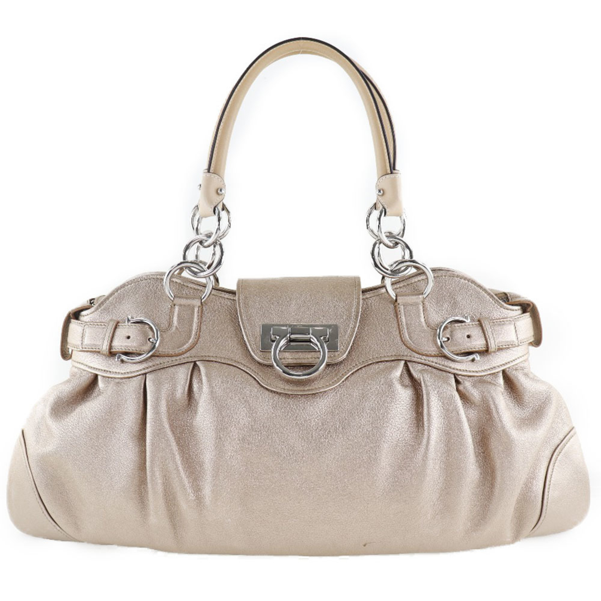 Salvatore Ferragamo Gancini Ab-21 8402 Calf Gold Ladies Handbag
